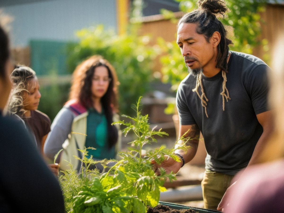 Moniteur/éducateur qui cultive des plantes